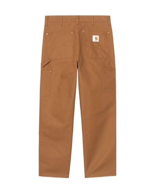 Carhartt Brown Logo-Patch Trousers for men