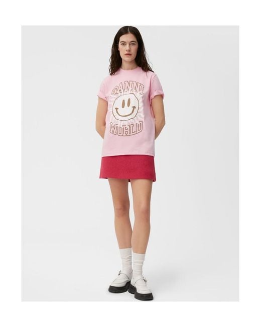 Ganni Pink Smiley T-Shirt