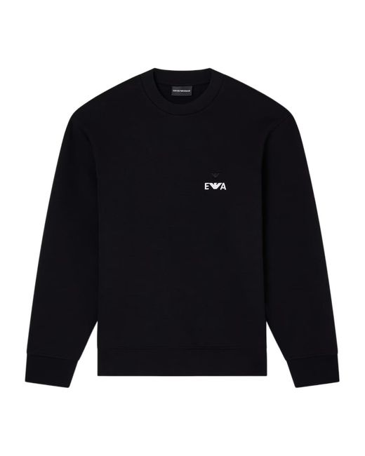 Emporio Armani Blue Logo Embroidered Crewneck Sweatshirt for men