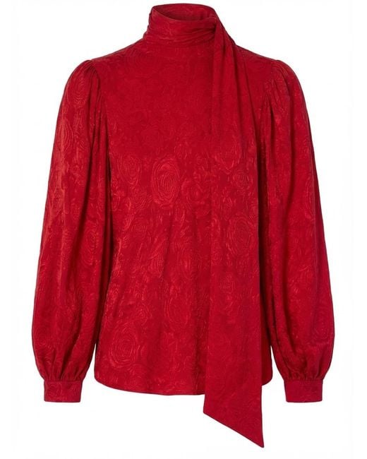 Gucci Red Silk Twill Jacquard Shirt