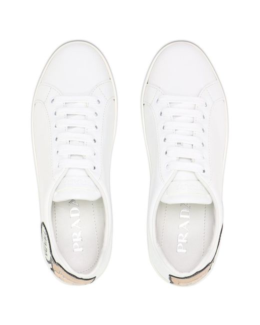 Prada Natural Logo-Lacing Casual Sneakers