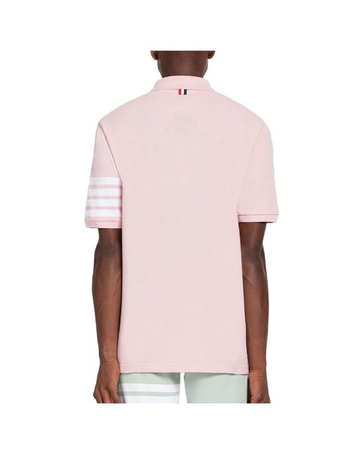 Thom Browne Pink Hector 4-Bar Short-Sleeve Polo Shirt for men