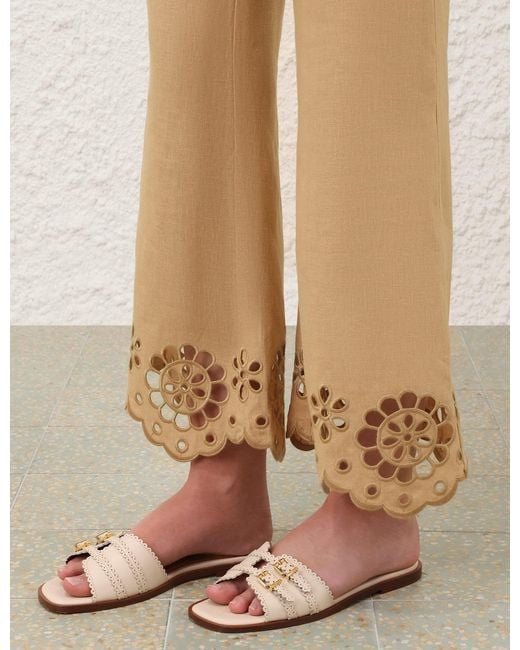 Zimmermann White Goldie Flat Sandals