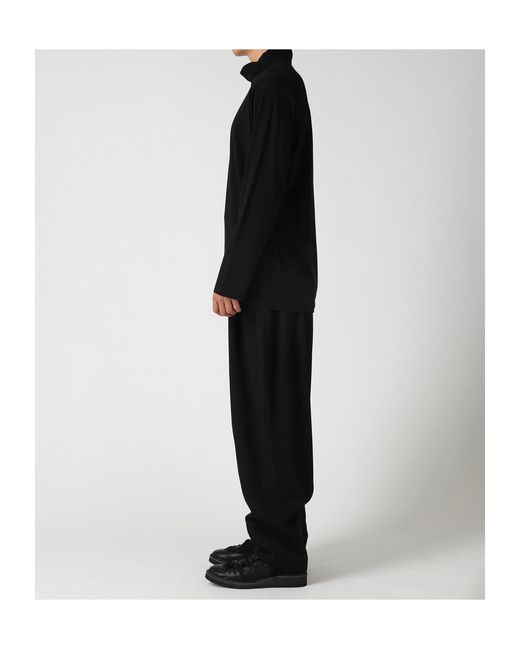 Yohji Yamamoto Black Soft Single Jersey High Neck Long Slv Tee for men