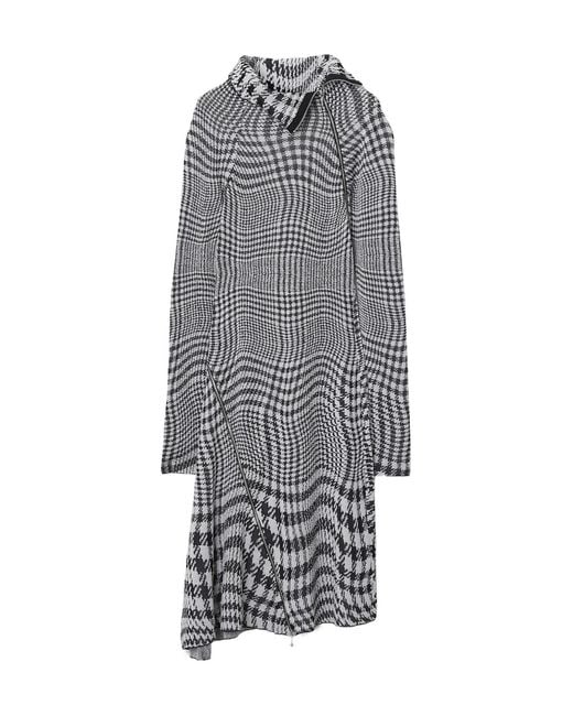 Burberry Gray Turtleneck Asymmetric Midi Dress