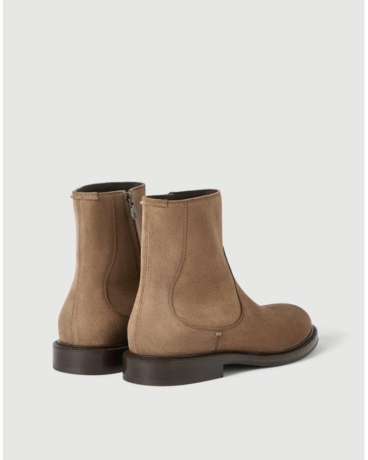 Brunello Cucinelli Brown Round-Toe Boots for men