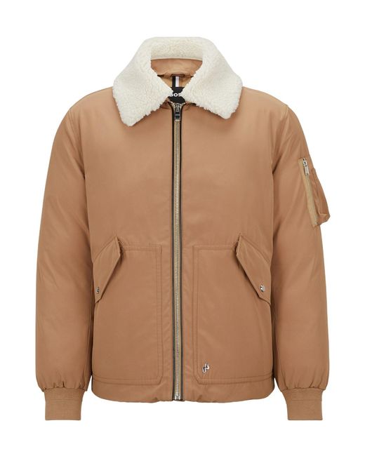 Boss Brown Short Bomber Jacket for men