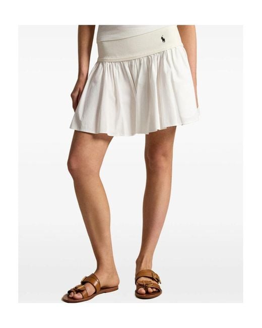 Polo Ralph Lauren White Lila Pleated A-Line Skirt
