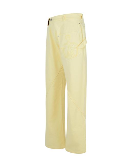 J.W. Anderson Yellow Jw Anderson Logo Patch Twisted Leg Workwear Pants for men