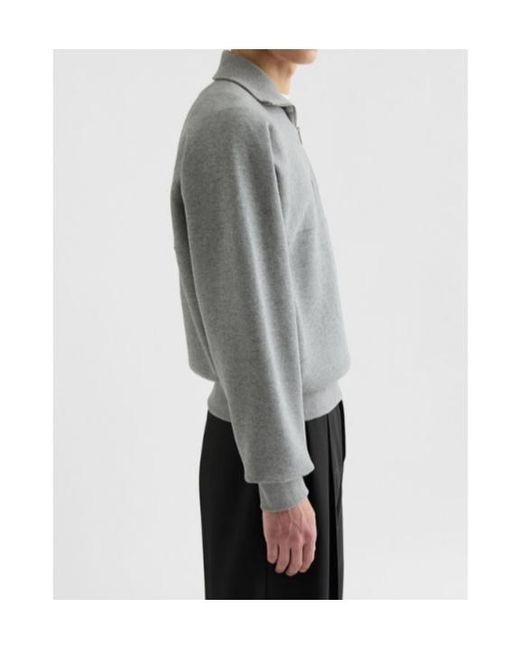Jil Sander Gray Cotton Terry High-Neck Sweatshirt for men
