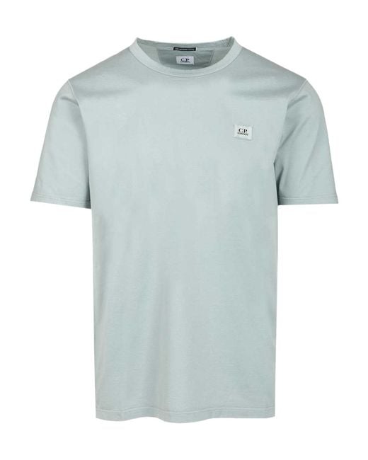 C P Company Blue Logo Label Crewneck T-Shirt for men