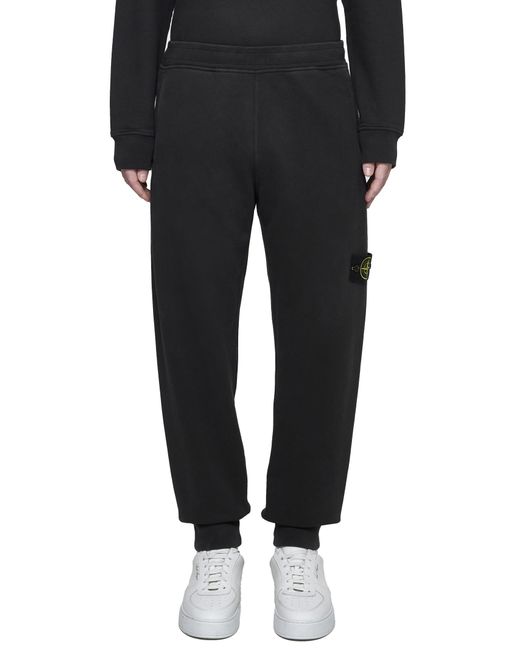 Stone Island Black Logo Patch Tapered-Leg Sweatpants for men