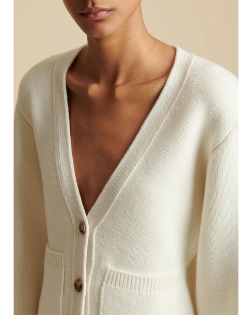 Khaite White Scarlet Long Sleeved V-Neck Cardigan