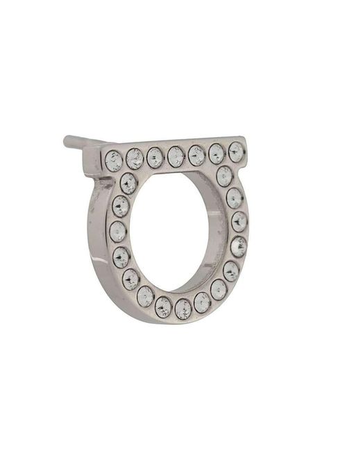 Ferragamo White Ferragamo Gancini Embellished Large Earrings