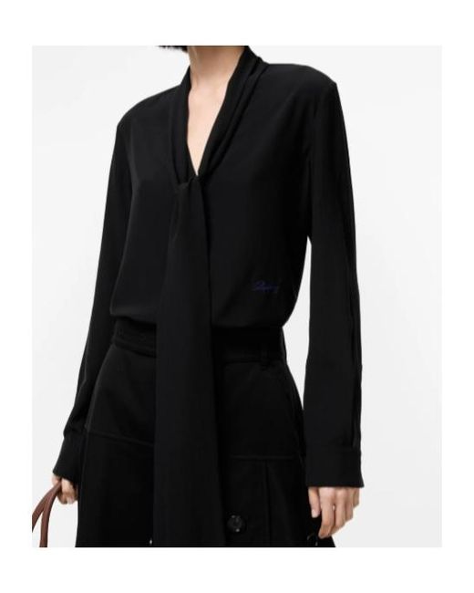 Burberry Black Silk Scarf Blouse