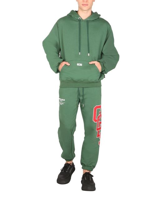 Gcds Green Logo-Embroidered Cotton Track Pants for men