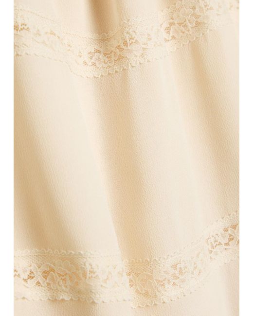 Reformation Natural Laverna Lace-Trim Chiffon Midi Dress