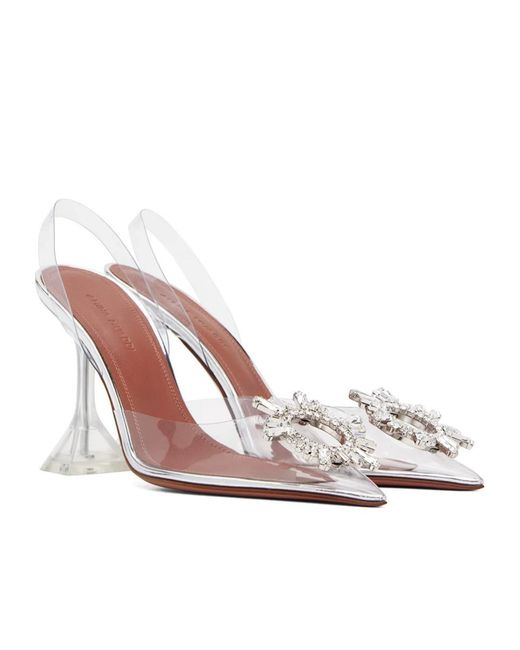 AMINA MUADDI White Begum Glass Slack-Heeled Heels