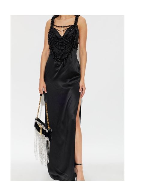 Balmain Black Beaded Maxi Dress