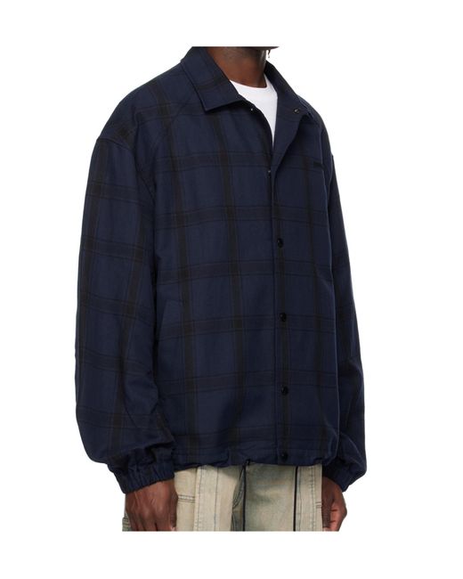 Juun.J Blue Core Check Overshirt for men