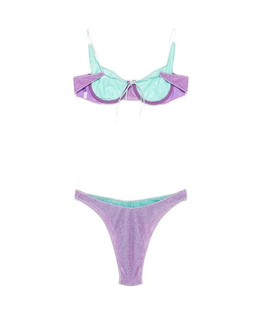 Oseree Purple Glitter-Effect Underwired Bikini