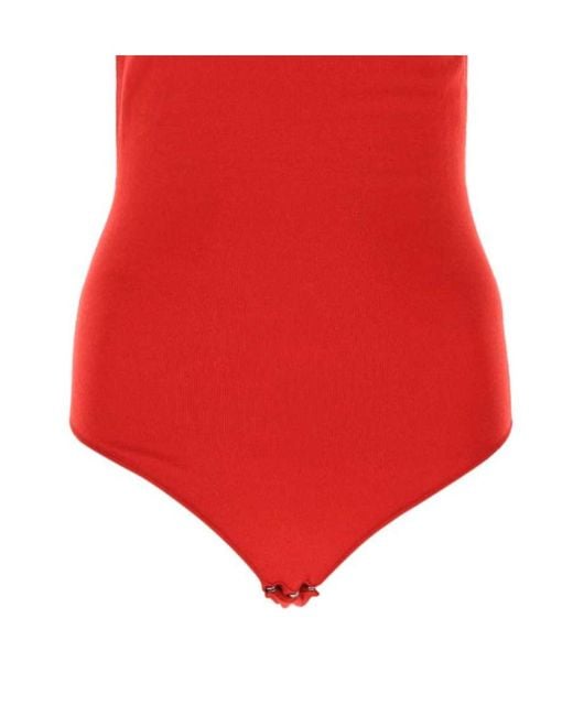 Bottega Veneta Red Beaded Strap Bodysuit