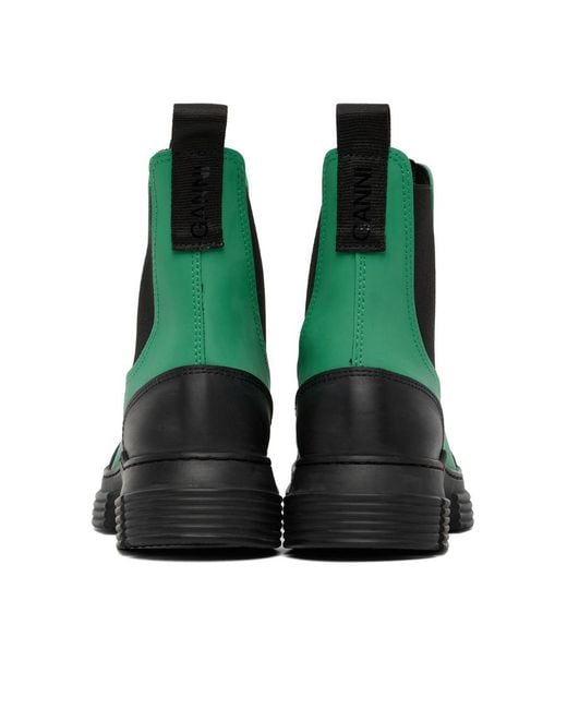Ganni Green Chunky Slip-On Boots