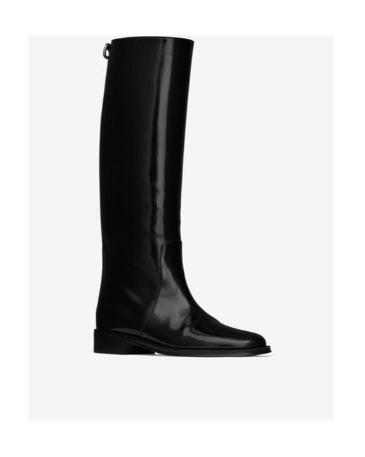 Saint Laurent Black Hunt Patent Leather Boots