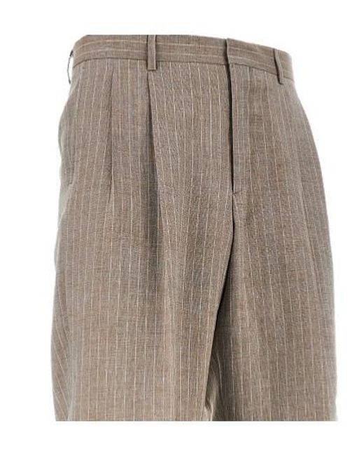 sunflower Gray Pinstripe Pleated Trousers for men