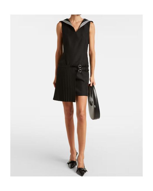 Coperni Black Belted Ruffle Dress