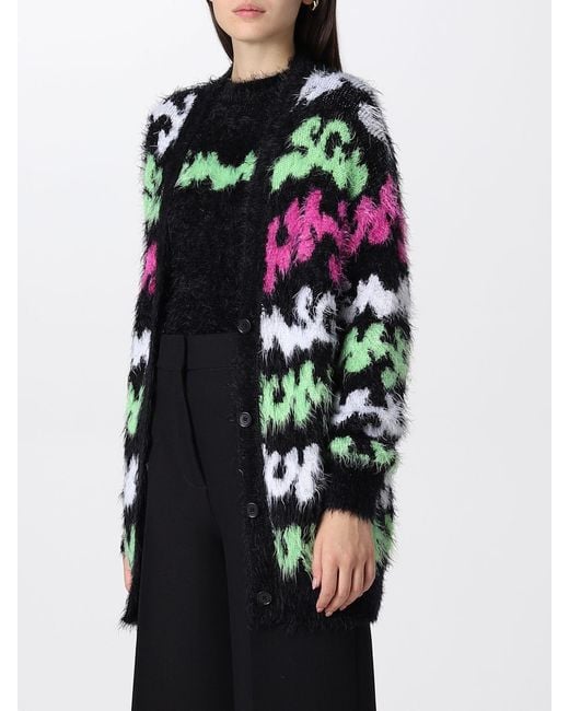 MSGM White All-Over Logo Cardigan