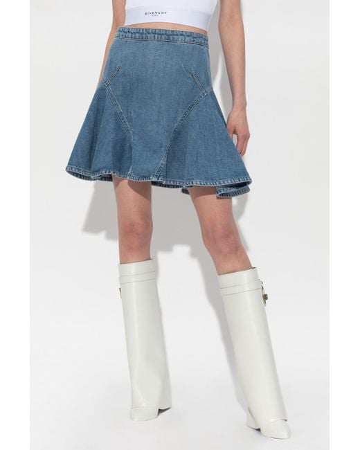 Givenchy Blue Flared Denim Mini Skirt
