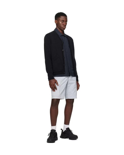 Stone Island Black Logo Medallion Knitted Cardigan for men