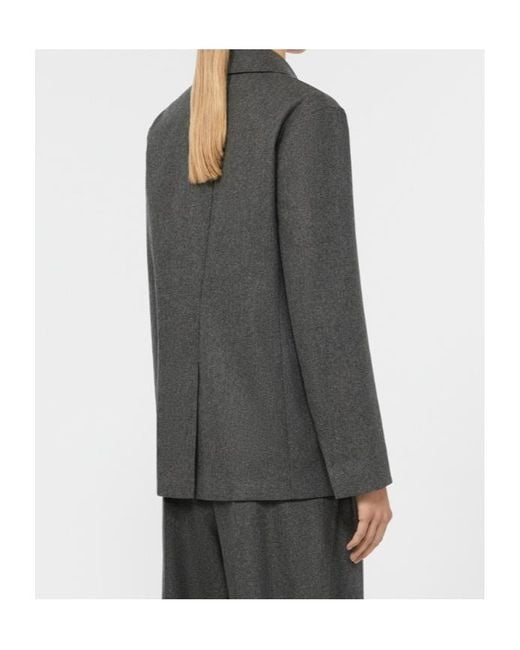 Max Mara Gray Double-Breasted Flannel Blazer