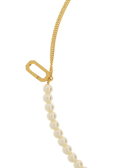 AllSaints Metallic Double Chain Glass Pearl Bracelet