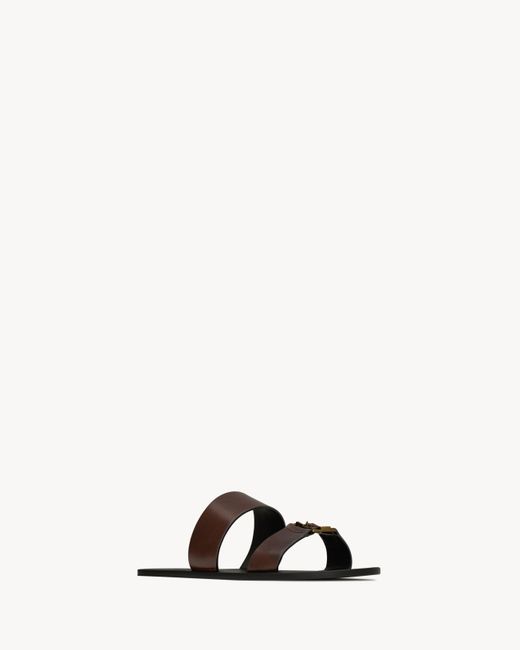 Saint Laurent White Babylone Logo Plaque Slides for men