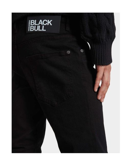 DSquared² Black Skater Logo Patch Skinny Jeans for men