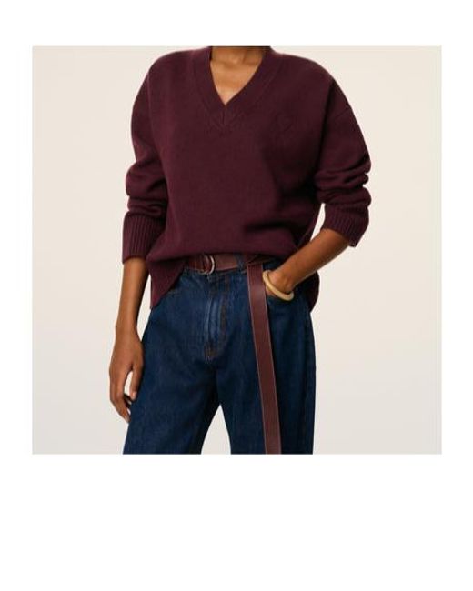 AMI Red V-Neck Sweater for men