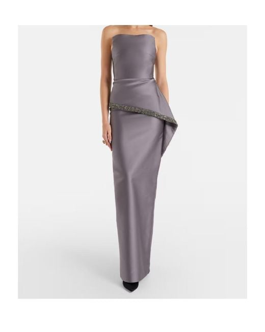 Roland Mouret Purple Taffeta Crystal-Embellished Gown