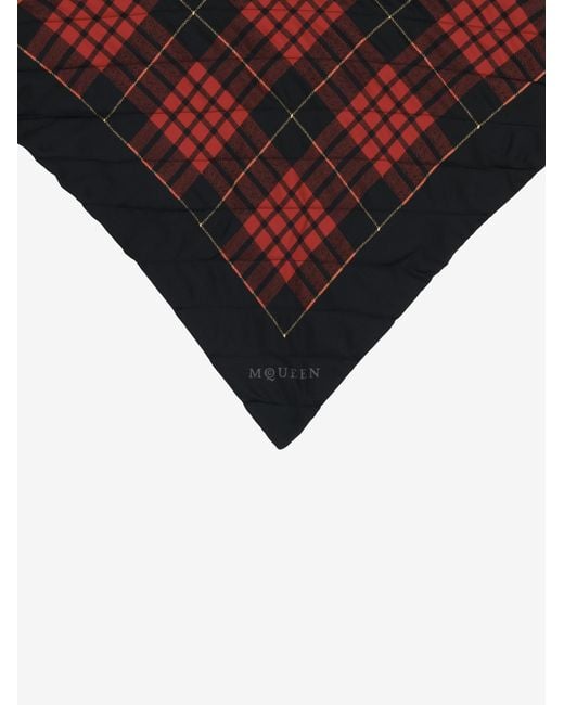 McQueen White Quilted Tartan Scarf