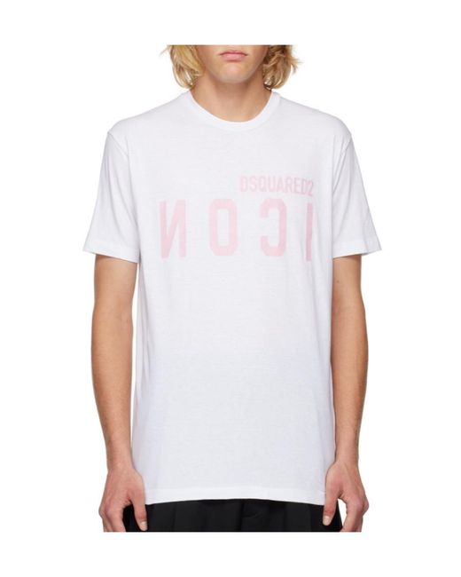 DSquared² White Logo Printed Crewneck T-Shirt for men