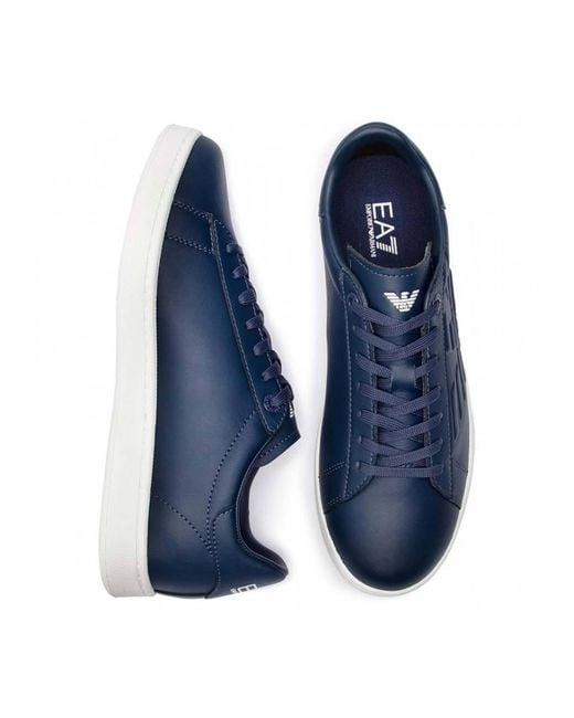 EA7 Blue Logo Embossed Classic Cc Sneakers for men