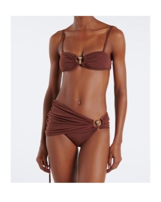 Christopher Esber Purple Embellished Ruched Bikini Bottoms