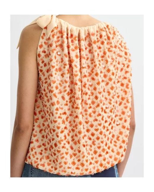 Essentiel Antwerp Orange Jocelyn Sequined Bow Top