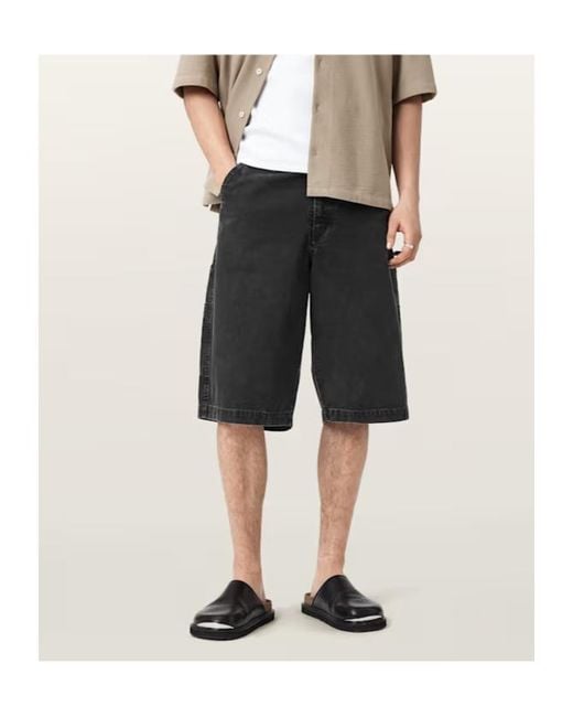 AllSaints Black Jackson Relaxed Fit Cotton Shorts for men
