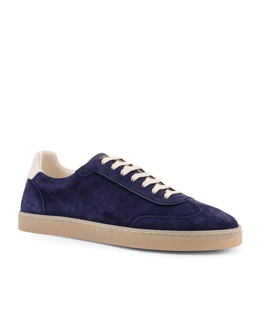 Brunello Cucinelli Blue Low Top Lace-Up Sneakers for men