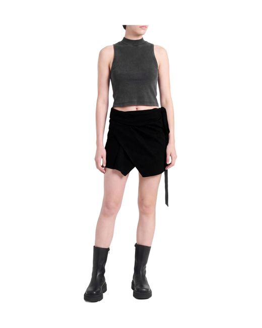 Isabel Marant Black Solid-Colored Irregular Wrap Skirt