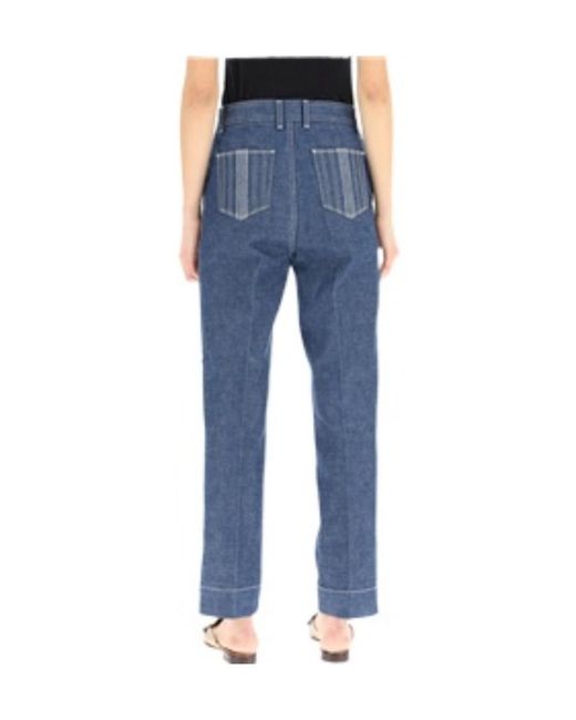 Tory Burch Blue High Rise Cropped Jeans