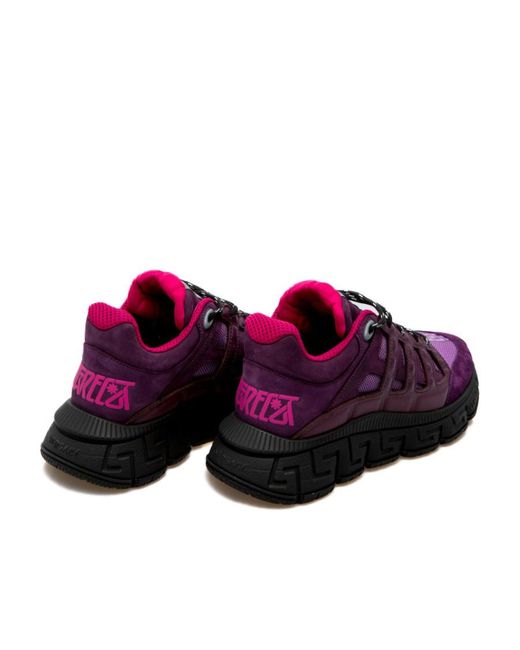Versace Purple Greca Panelled Slip-On Sneakers for men