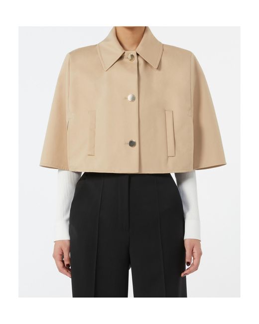 Max Mara Natural Cropped Water-Repellent Cotton Cloak